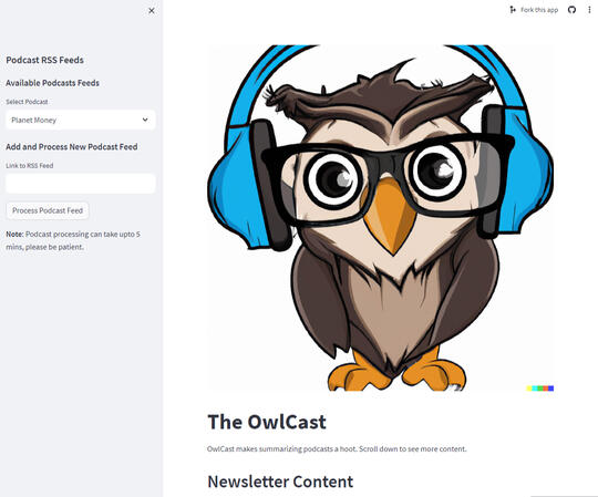 Owl-cast podcast summarizing app with OpenAI