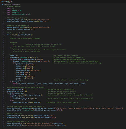 Python IP database searching tool